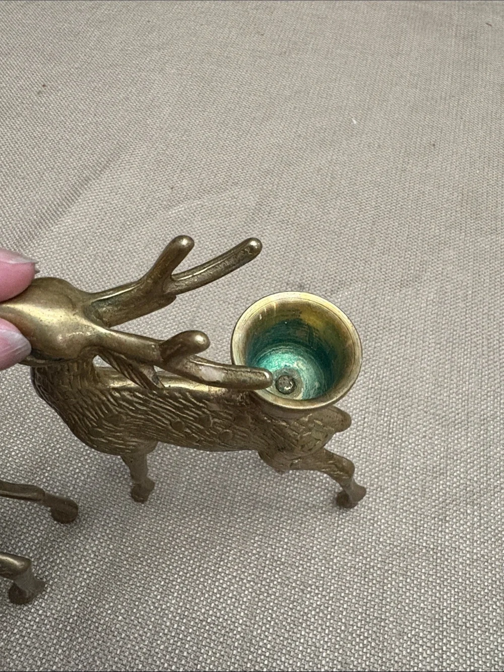 2 Brass Reindeer Taper Candlestick Candle Holders MCM vintage